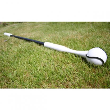 The Pole Trainer is a strong nylon rod with a flexibly mounted sliotar on one end, and a secure hand grip at the other.